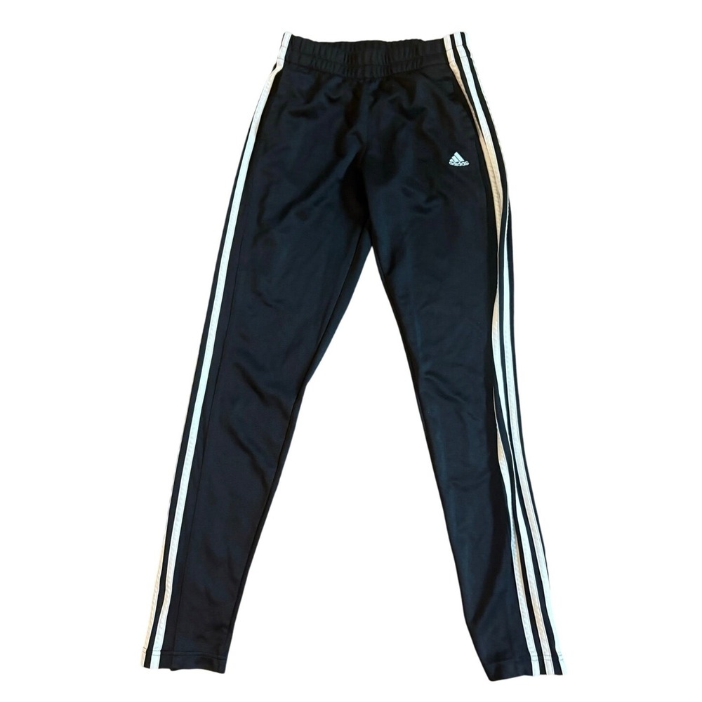 Women's XS Black and White 3-Stripe Adidas Track Pants EUC
